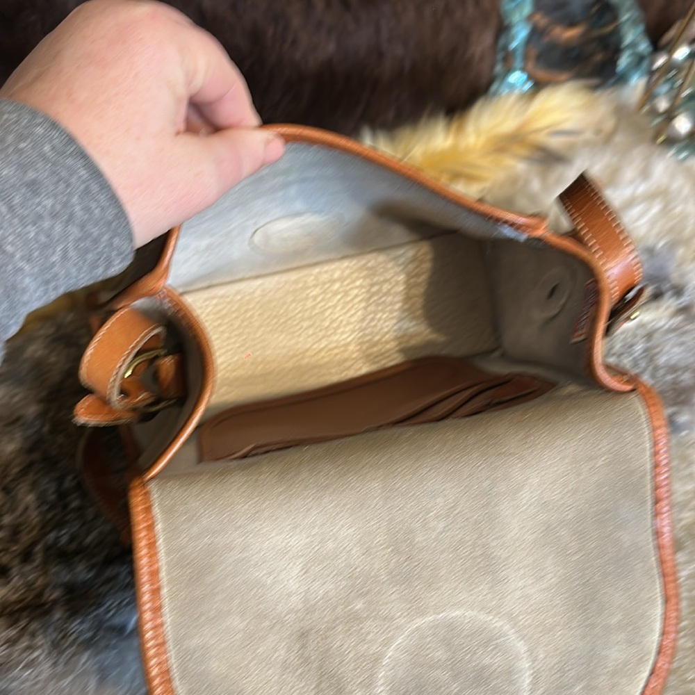 Dooney & Bourke Cream and Brown Leather Trim Crossbody Bag - Picture 7 of 7